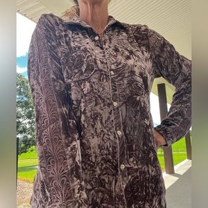 Womens velvet lace button up long sleeve rodeo shirt